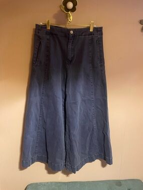 Wide Leg Women's Pants in Navy Blue